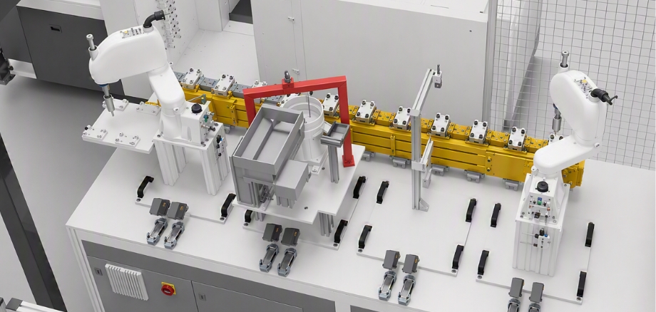 SGM EcoLine Plus mit zwei Robotern und LS Link Compact als modulare Prozessplattform für die Spritzgussautomation.